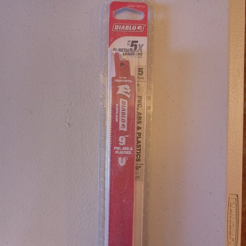 Diablo Tools DS0911BPFG5 9" 11TPI Bi-Metal Reciprocating Saw Blade for PVC, ABS